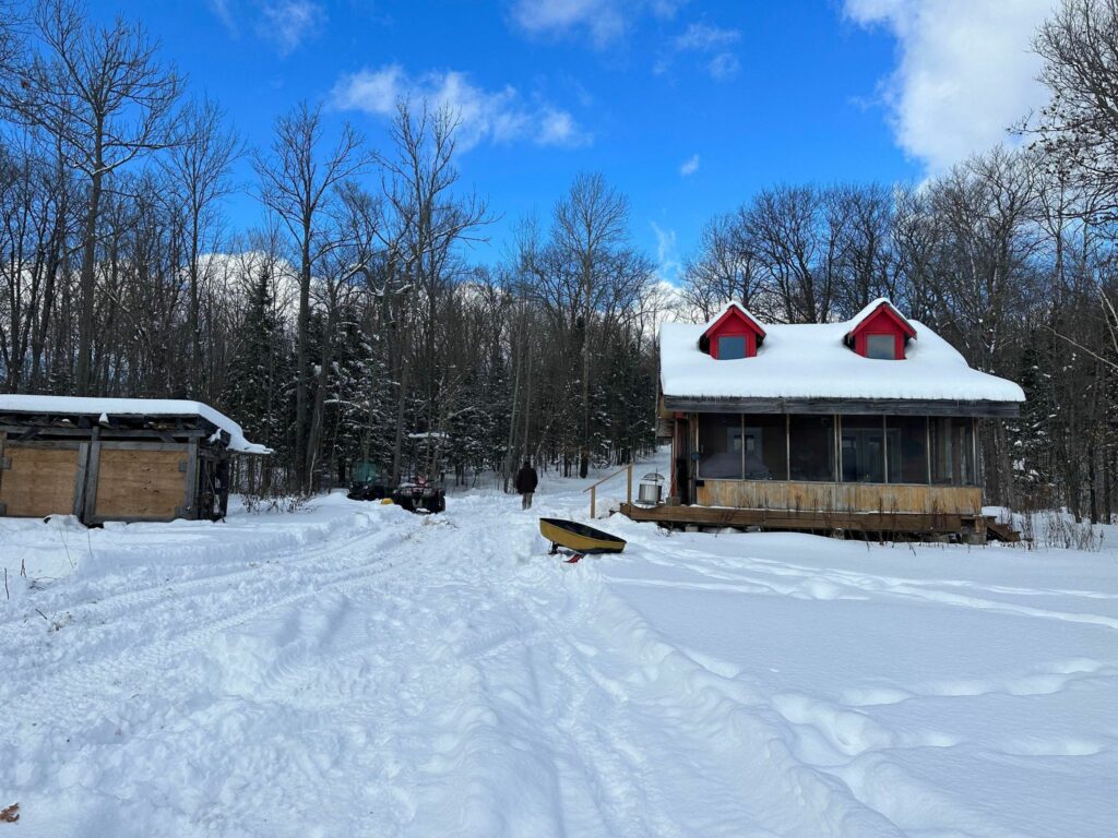 Off-Grid Winter Cabin Accommodation at Porter Lake, Restoule